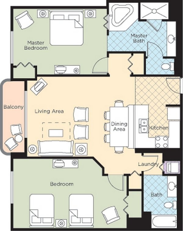 WYNDHAM OCEAN WALK DAYTONA BEACH, 2BR DELUXE 1237 SQ FT SLEEPS 8, 5 NIGHTS 5/2-7 gallery