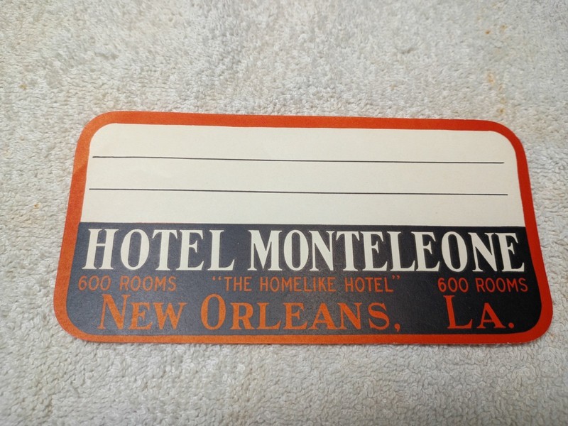 Hotel Monteleone New Orleans LA hotel luggage label decals 6X3″